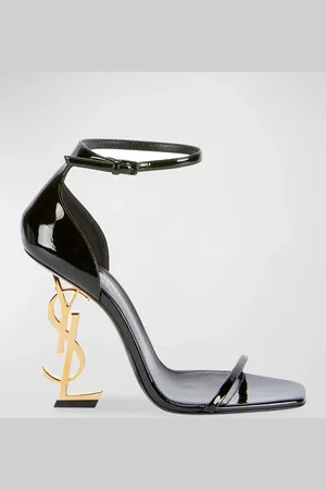 Saint Laurent Opyum YSL Logo-Heel Sandals with Golden Hardware