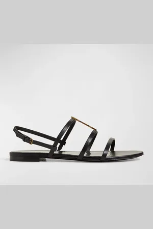 Saint Laurent Cassandra Calfskin YSL Slingback Sandals
