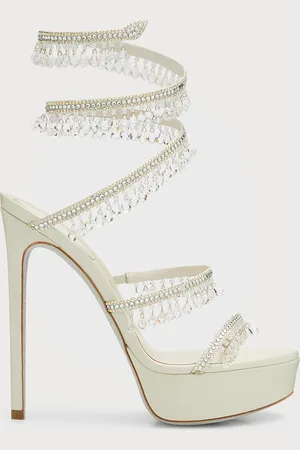 RENE CAOVILLA Chandelier Beaded Snake-Wrap Platform Sandals