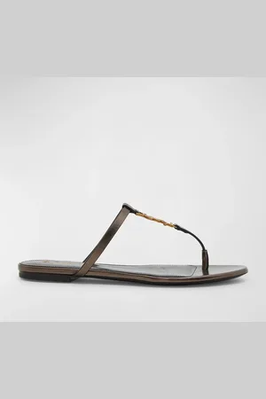 Saint Laurent Cassandra Leather YSL Thong Sandals