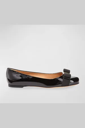 Salvatore Ferragamo Varina Patent Leather Bow Ballerina Flats