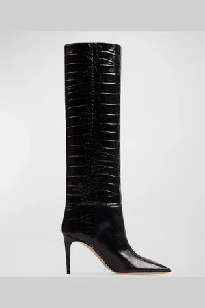 PARIS TEXAS 85mm Mock-Croc Stiletto Knee Boots