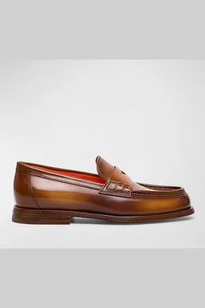 santoni Airglow Classic Leather Penny Loafers