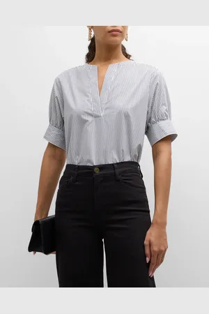 Frame Striped V-Neck Popover Top
