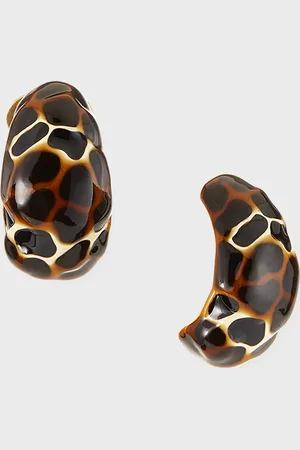 Kenneth Jay Lane Enamel Clip-On Hoop Earrings, Leopard