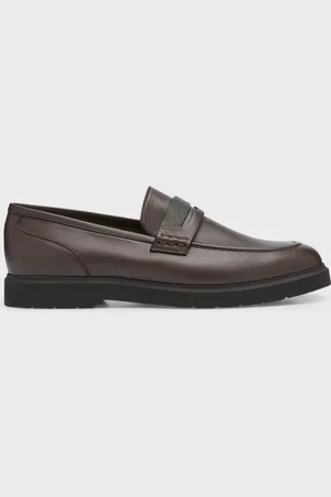 Brunello Cucinelli Leather Monili Penny Loafers