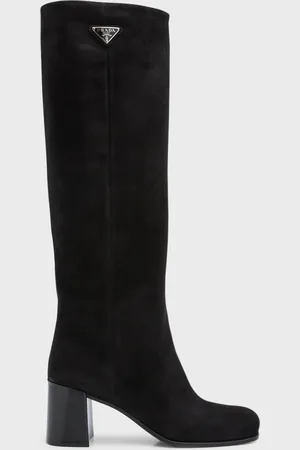 Prada Suede Block-Heel Knee Boots