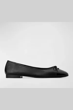 Tory Burch Mixed Leather Cap-Toe Ballerina Flats