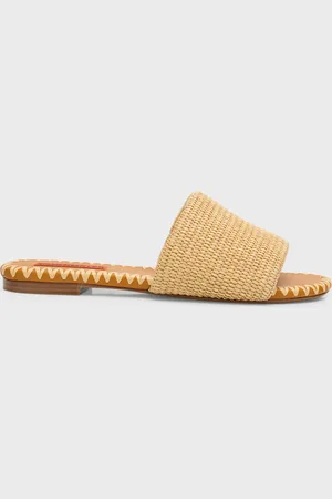 SIMON MILLER Salerno Raffia Flat Slide Sandals