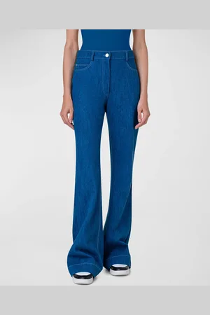 AKRIS Courtney Bootcut-Leg Washed Denim Pants