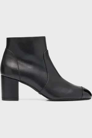 Stuart Weitzman Yuliana Leather Cap-Toe Booties