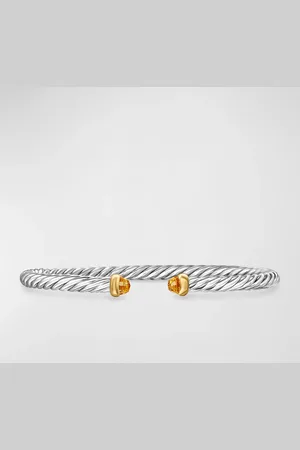 David Yurman Cable Flex Bracelet with Gemstone in Silver and 14K Gold, 4mm