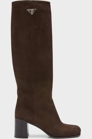 Prada Suede Block-Heel Knee Boots