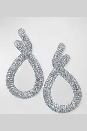 Kenneth Jay Lane Pave Cubic Zirconia Lariat Loops Post Earrings