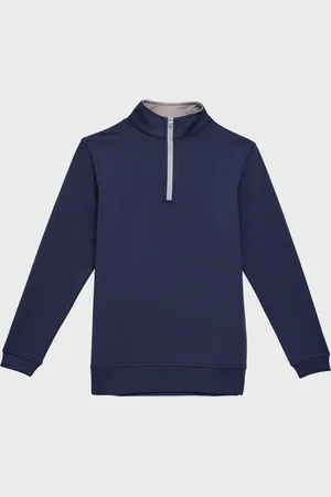 Peter Millar Stretch Terry Quarter Zip Popover, Youth
