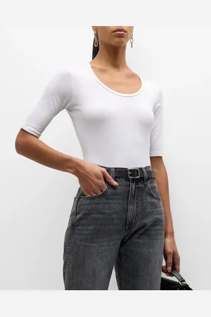 Majestic Soft Touch Half-Sleeve Scoop-Neck Top