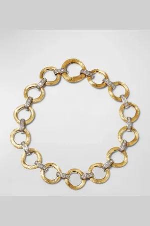 Marco Bicego Jaipur Link 18K Yellow & White Gold Flat-Link Single Row Diamond Bracelet