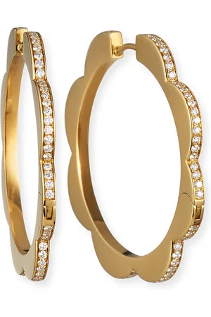 Cadar 18k Yellow Gold Large Diamond Triplet Hoop Earrings