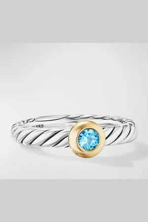 David Yurman Cable Flex Ring with Gemstone in Silver and 14K Gold, 2.8mm