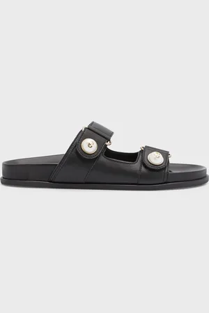 Jimmy Choo Fayence Pearly-Button Slide Sandals