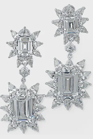 Kenneth Jay Lane Mixed-Cut Cubic Zirconia Double Drop Earrings