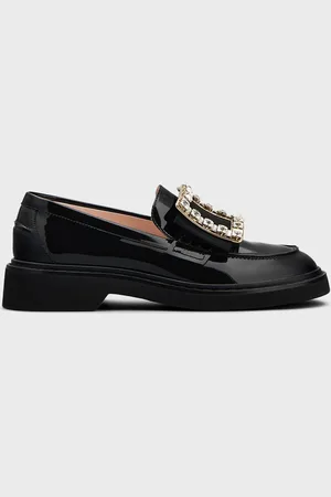 Roger Vivier Viv Ranger Patent Crystal-Buckle Loafers
