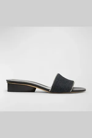 PAUL ANDREW Arc Leather Zip Slide Sandals