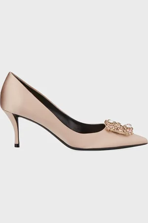 Roger Vivier Flower Strass Buckle Satin Pumps