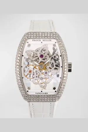 FRANCK MULLER Butterfly Diamond Skeleton Watch White Strap
