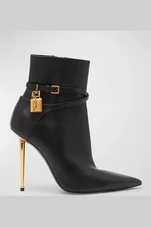 Tom Ford Lock 105mm Leather Ankle Booties
