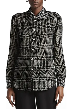 Giorgio Armani Flocked Check Silk Blouse