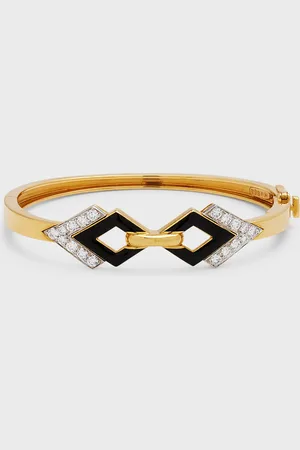 David Webb Double Diamond Enamel Bracelet