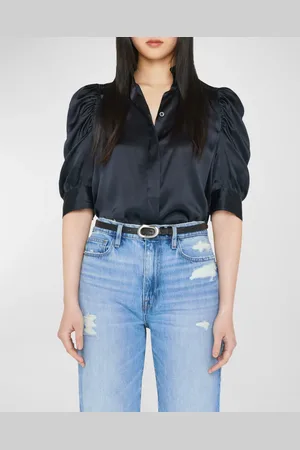 Frame Gillian Silk Ruched Sleeve Top