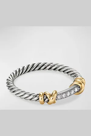 David Yurman Petite Helena Wrap Ring with Diamonds and 18K Gold in Silver, 44mm