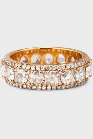 64 Facets Linear 18K Rose Gold Diamond Ring w/ Pave Trim, Size 6, 2.50tcw