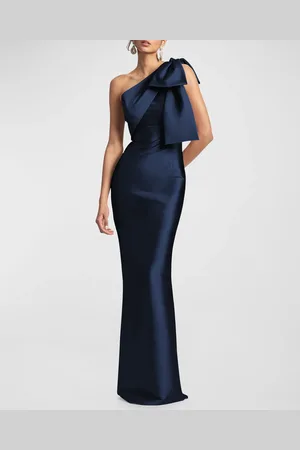 Sachin & Babi Bonnie One-Shoulder Bow Column Gown