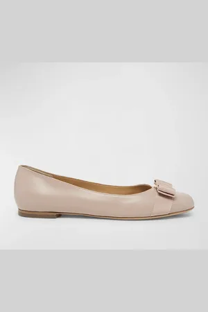 Salvatore Ferragamo Varina Leather Bow Ballerina Flats