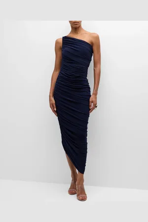 Norma Kamali Diana Shirred One-Shoulder Gown