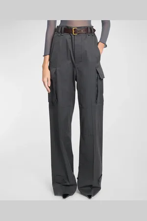 Saint Laurent Wide-Leg Cargo Pants with Leather Belt