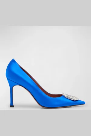 Amina Muaddi Camelia Silk Crystal Halter Pumps