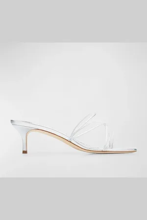 Manolo Blahnik Strappy Metallic Leather Slide Sandals