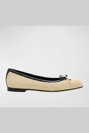 Manolo Blahnik Veralli Woven Bow Ballerina Flats