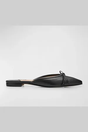 Manolo Blahnik Lambskin Bow Ballerina Mules