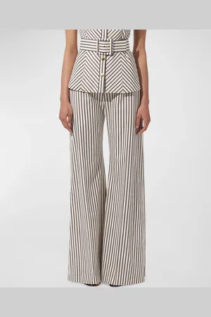 Carolina Herrera Stripe High Waisted Wide Leg Pants
