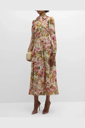ADAM LIPPES Alison Floral Crepe De Chine Long-Sleeve Maxi Dress