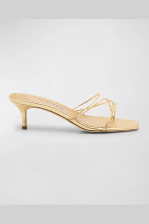 Manolo Blahnik Strappy Metallic Leather Slide Sandals