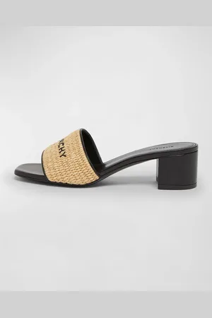Givenchy 4G Embroidered Raffia Mule Sandals