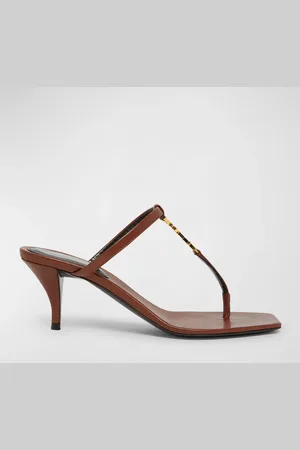 Saint Laurent Cassandra Leather YSL Thong Mule Sandals