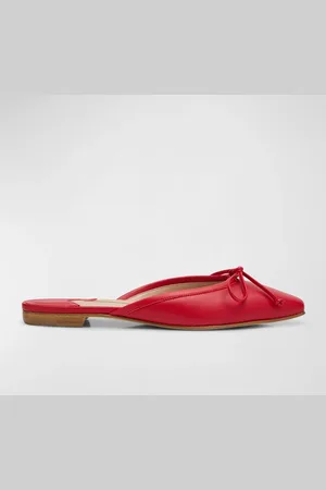 Manolo Blahnik Lambskin Bow Ballerina Mules