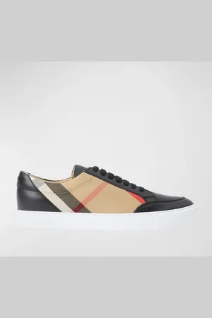 Burberry Salmond Check Leather Low-Top Sneakers
